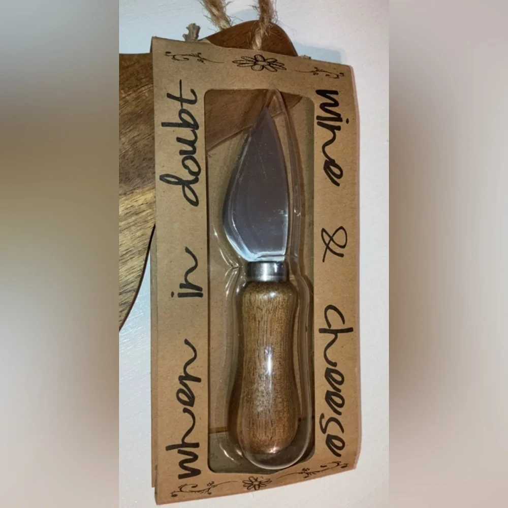 NEW JOZIE B WHEN IN DOUBT WINE AND CHEESE Acacia Wood Serving Board & Knife …